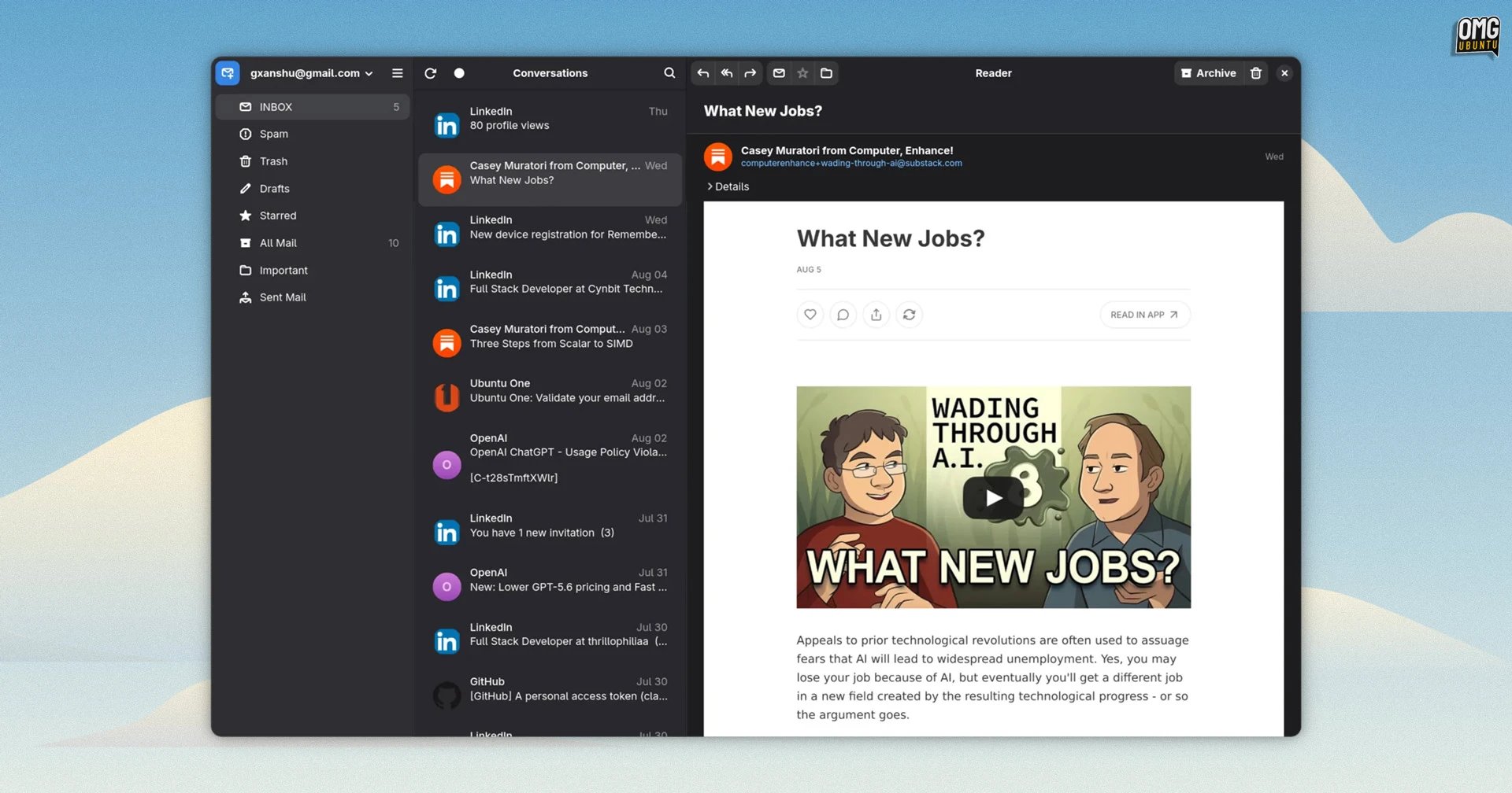 Postcard GNOME email client